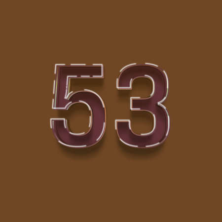 55 number with chocolate effect isolated on brown background. 3d renderingの写真素材