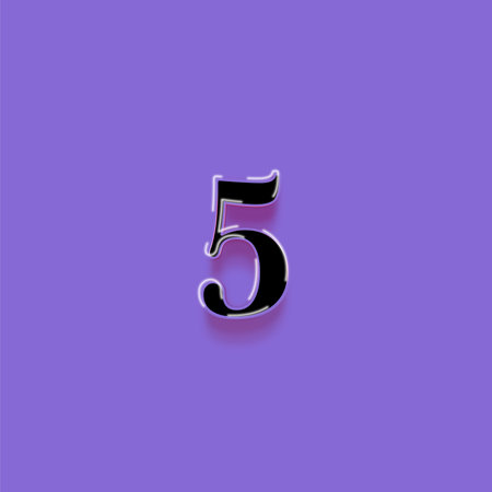 Number 5 on purple background. Digitally generated image of number 5.