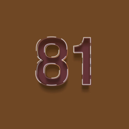 81 number on brown background. Vector illustration.