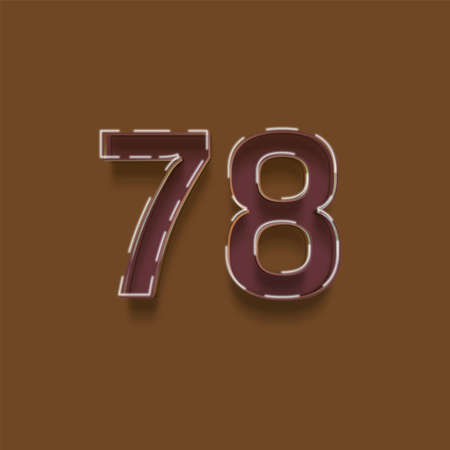 78 number from a typeset, chocolate colored, on brown background.の写真素材