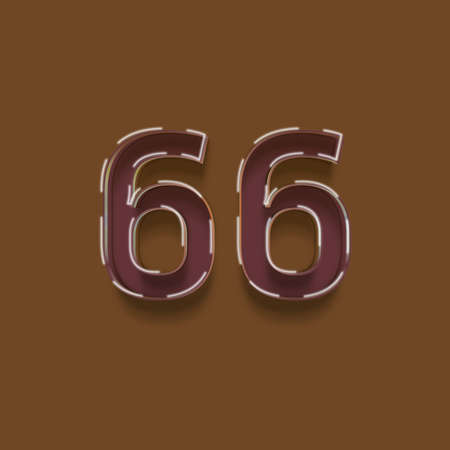 6 6 number with shadow - realistic 3d render, isolated on brown backgroundの写真素材