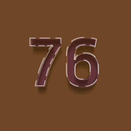 76 number from a typeset, isolated on brown backgroundの写真素材