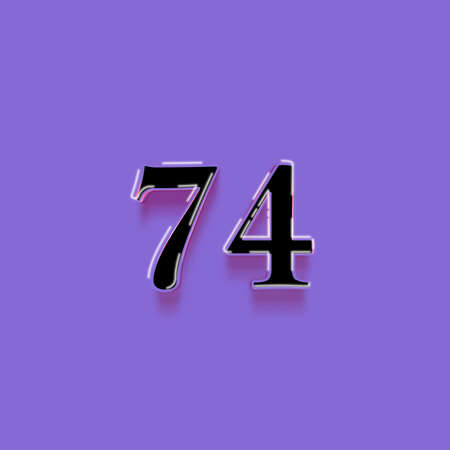 Number 74 embossed on a purple background.の写真素材