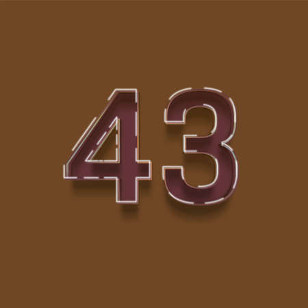 43 number with chocolate effect on brown background, 3d realistic numbersの写真素材