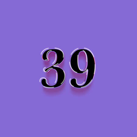 Number 39 with shadow effect isolated on purple background. 3d renderの写真素材