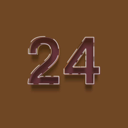 24 number with chocolate effect on brown background, 3d realistic iconの写真素材
