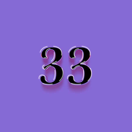 Number 33 on purple background. Digitally Generated Image.の写真素材
