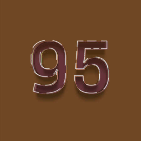 95 number with chocolate effect on brown background. Vector design template elements for your application or corporate identity.の写真素材