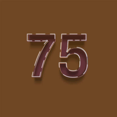 75 number with shadow on brown background. Vector design elements for your application or corporate identity.の写真素材