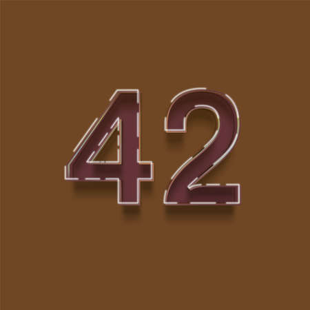 42 number on brown background. Vectorの写真素材