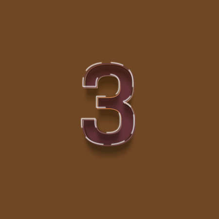 Number three isolated on brown background. Vector illustrationの写真素材