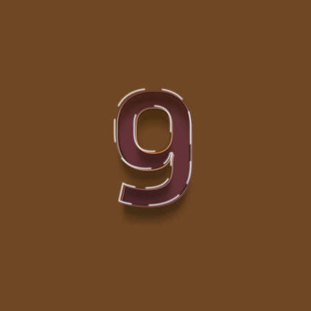 Font number 9, realistic style, isolated on brown background.の写真素材