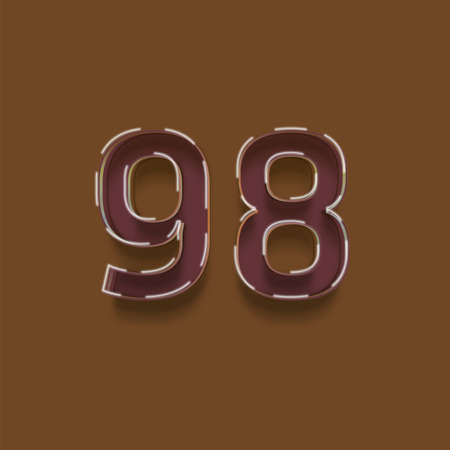98 number on brown background. Vector illustration.の写真素材