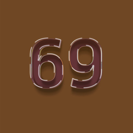 69 Number with Chocolate Glaze Vector Template Design Illustration
