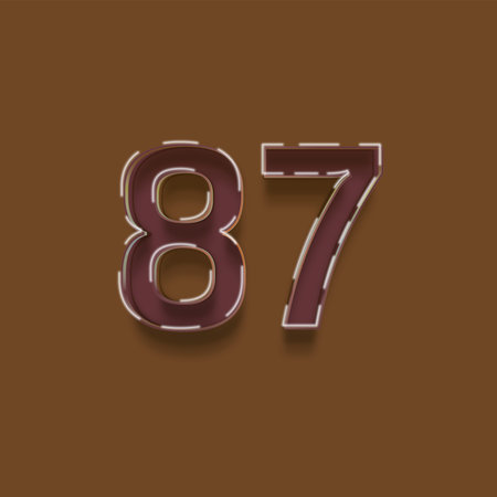 87 number with chocolate effect on brown background.