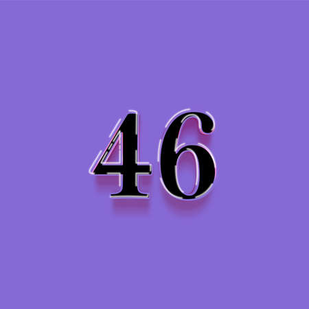 46 number with shadow in purple background. Realistic 3d font.の写真素材