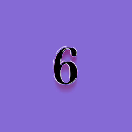Number 6 with shadow effect on purple background. Vector font for your design.の写真素材