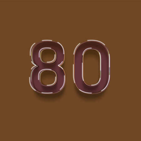 80 Years Anniversary Celebration Chocolate Number Vector Template Design Illustration EPS10の写真素材