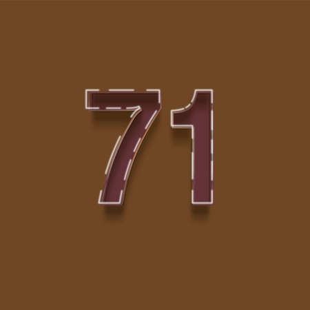 71 number with shadow on brown background. Vector file.の写真素材