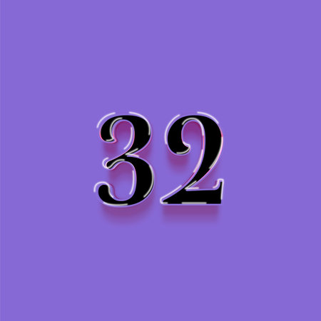 Number 32 icon. Realistic 3d font. Vector illustration.