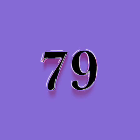 Number 79 with shadow effect isolated on purple background. Vector illustration.の写真素材