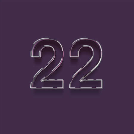 Vector illustration of a metal number 22 on a dark purple background.の写真素材