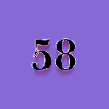 Number 58 with shadow effect purple background. Vector template for your design.