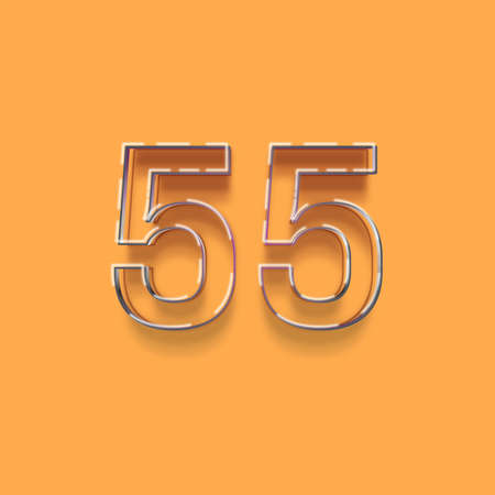 55 number with shadow isolated on orange background. 3D illustration.の写真素材