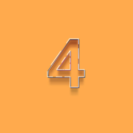 number 4 on orange background. Eps10 vector file. Global colors.