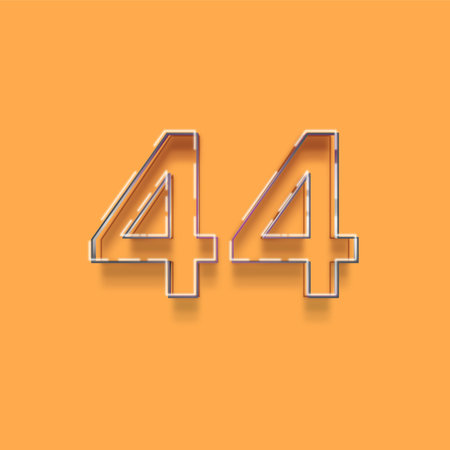 4 number with shadow on orange background, 3d rendering digital illustration