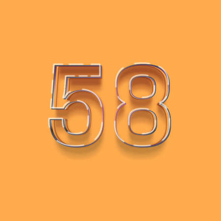 58 number with shadow effect on orange background. Vector graphic illustration.の写真素材