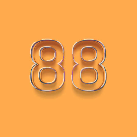 80 Years Anniversary Celebration Gold Number Vector Template Design Illustration on Orange Backgroundの写真素材