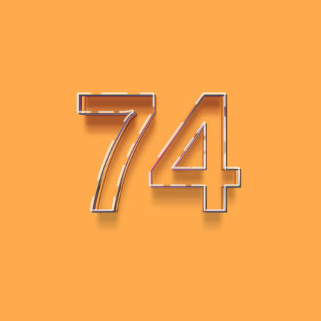 77 number with shadow on orange background. Eps 10 vector file.の写真素材