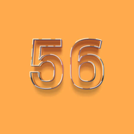 56 number with shadow effect orange background.の写真素材