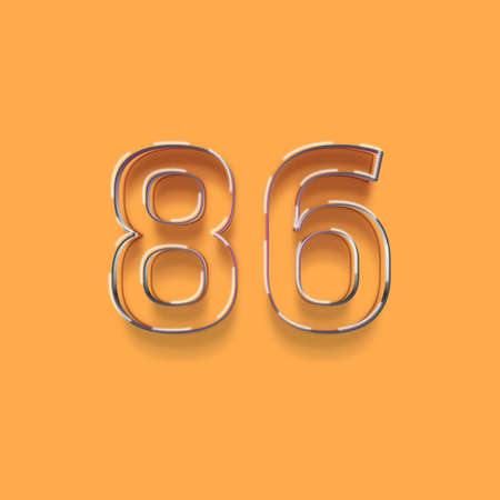 66 number with shadow and highlights orange background, 3d digital illustrationの写真素材
