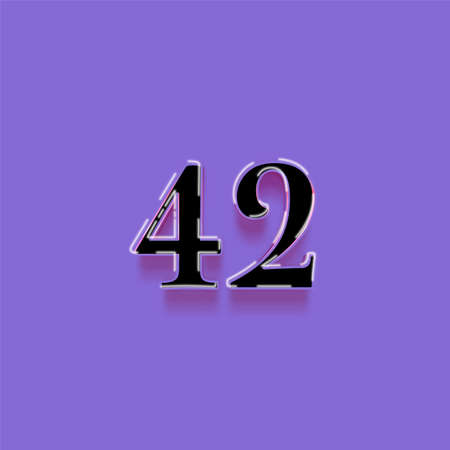 Number 42 with shadow effect on purple background. Vector font template.の写真素材