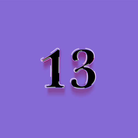 number 13 with shadow effect in purple background, number 13 icon, vectorの写真素材