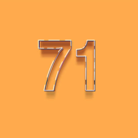 vintage number 7 with shadow effect on orange background. 3d renderingの写真素材