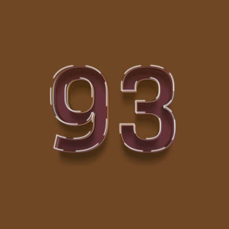 93 number, realistic 3d render, isolated on brown backgroundの写真素材