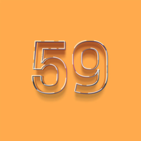59 number isolated on orange background. 3d rendering