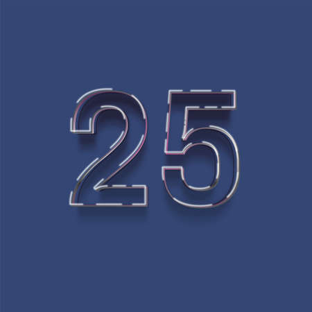 25 Years Anniversary Celebration Number with Blue Background and Glowing Neon Effectの写真素材