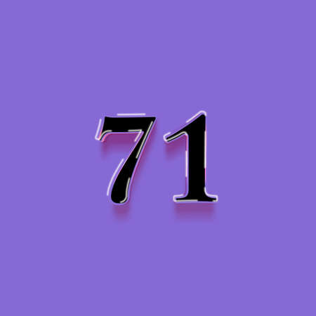 Number 71 on purple background. Computer generated 3D photo rendering.の写真素材