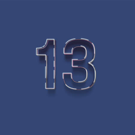 13 number neon style. Vector illustration of 13 number neon style.の写真素材