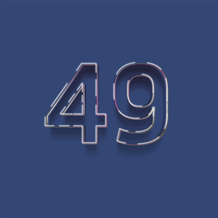 49 number with neon light effect on blue background, vector eps10