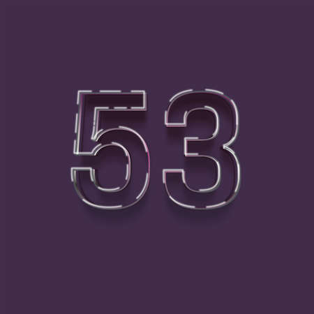 55 number with neon glow effect, realistic shadow on purple background, vectorの写真素材