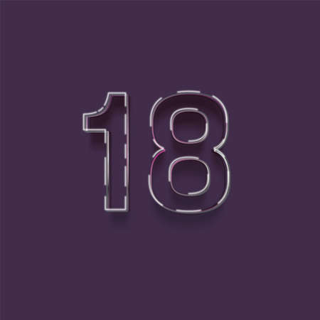 18th Years Anniversary Celebration Number Vector Template Design Illustration Purple Backgroundの写真素材
