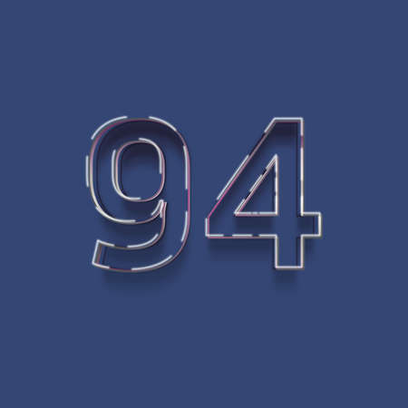 94 number with neon effect on blue background, vectorの写真素材