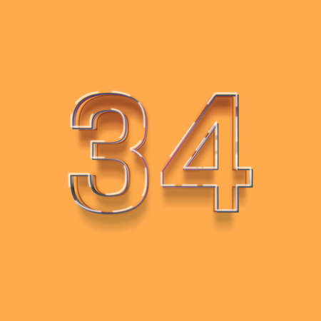 3d number from a typeset with shadow and light orange backgroundの写真素材
