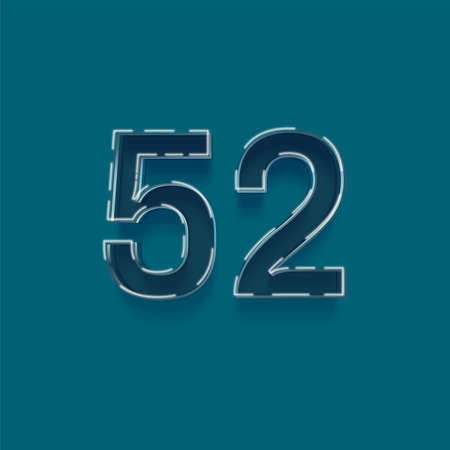 52 number with white outline and blue background, vector design elements.の写真素材