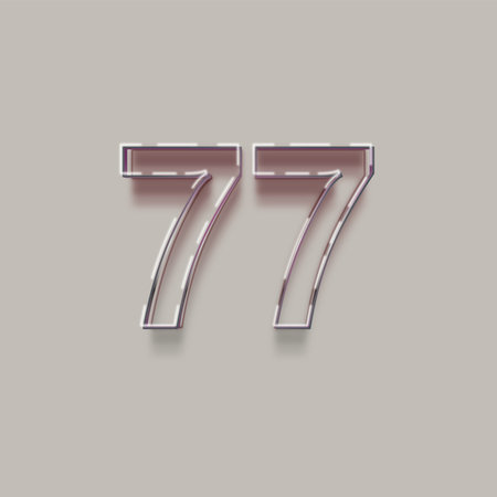 vintage number 77 with shadow - 3d illustration, isolated on grey background